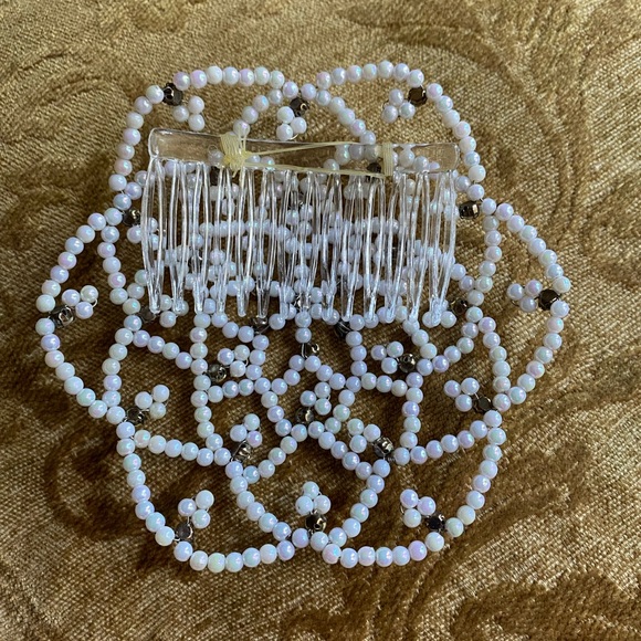 New kippah yarmulke Bridal judaica handmade white color beaded wedding / Kippah - Picture 4 of 4